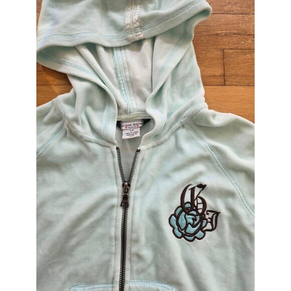 Guess Jeans Floral Long Sleeve Full Zip Hoodie Light Blue S/P A001163 - Picture 3 of 12
